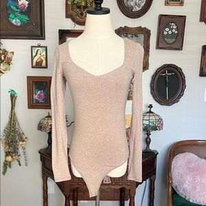 Abercrombie & Fitch Light Brown Long Sleeve Bodysuit